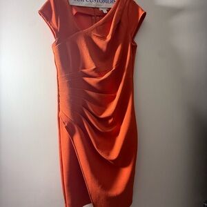 New York & Company Asymmetrical Orange Dress